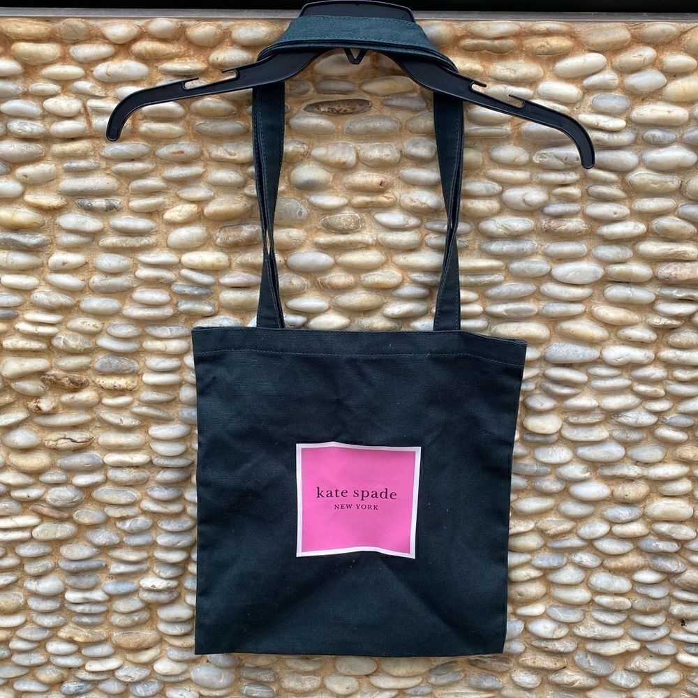 Kate Spade Pink Logo Forest Green Fabric/Canvas Bag/Tote. NWOT.
